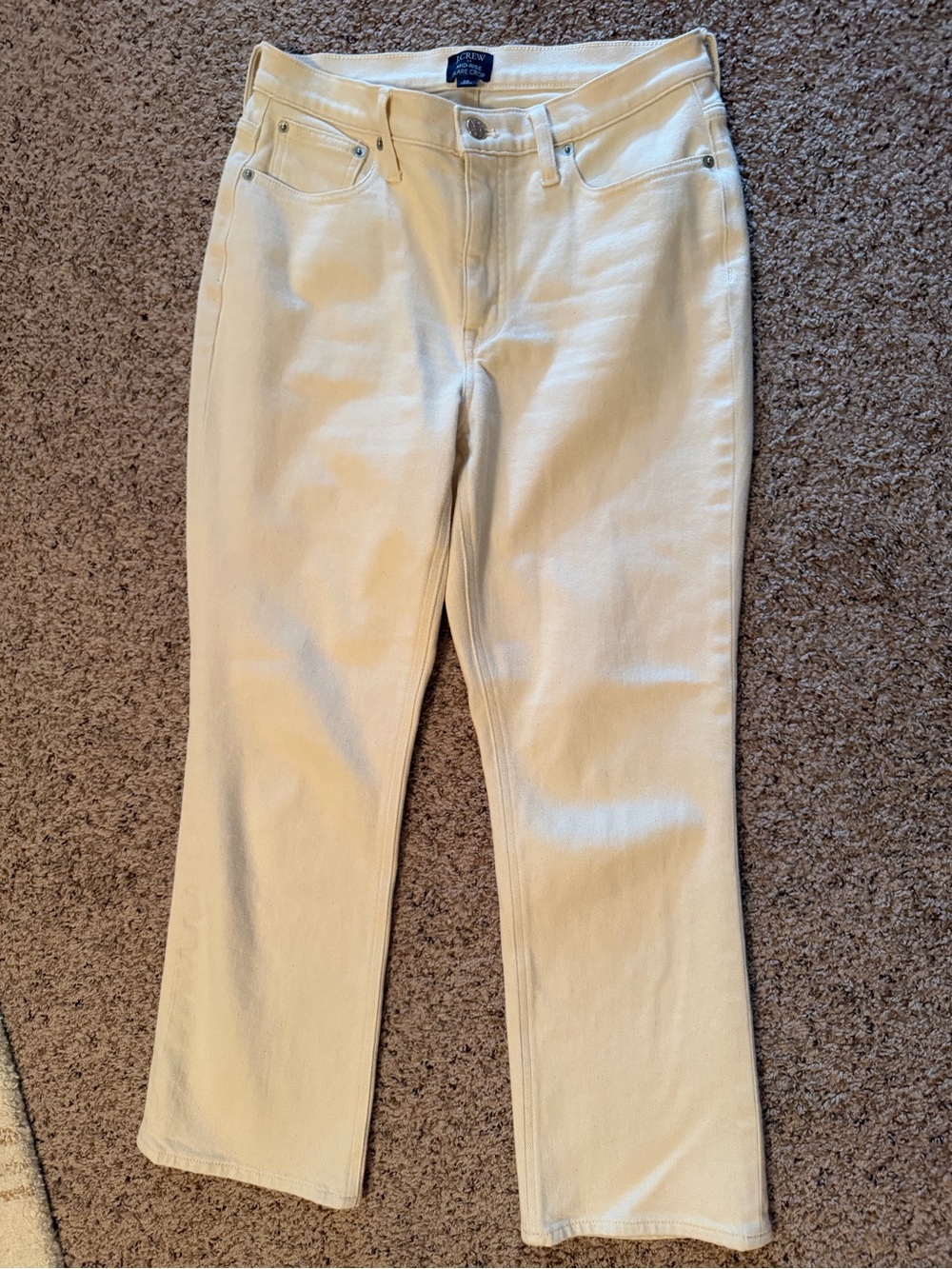 Madewell cream mid rise flare crop denim -sz 28